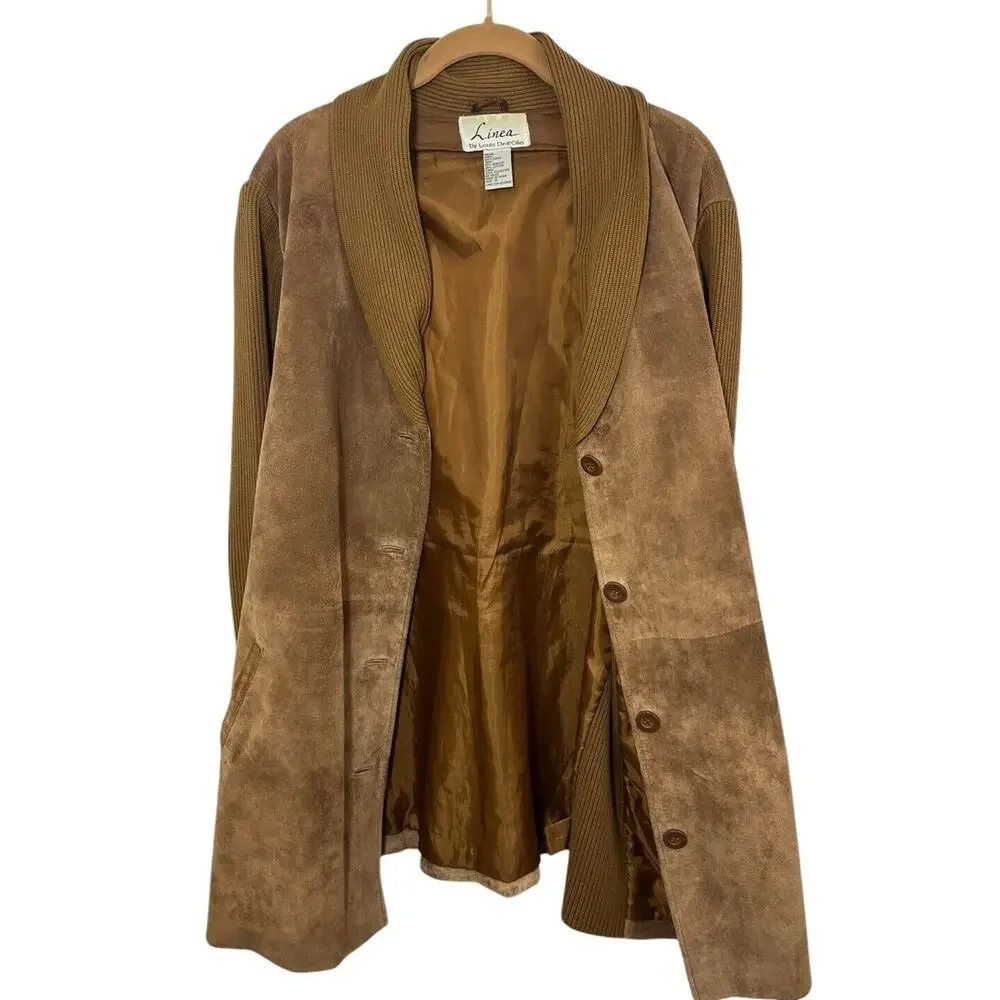LINEA by Louis Dell'Olio Brown Tan Suede Leather Jacket 1x Beige A8342 Womens - Picture 2 of 12